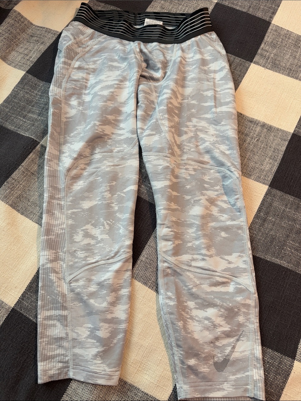 Nike Gray Camo Training tights with Striped Waistband